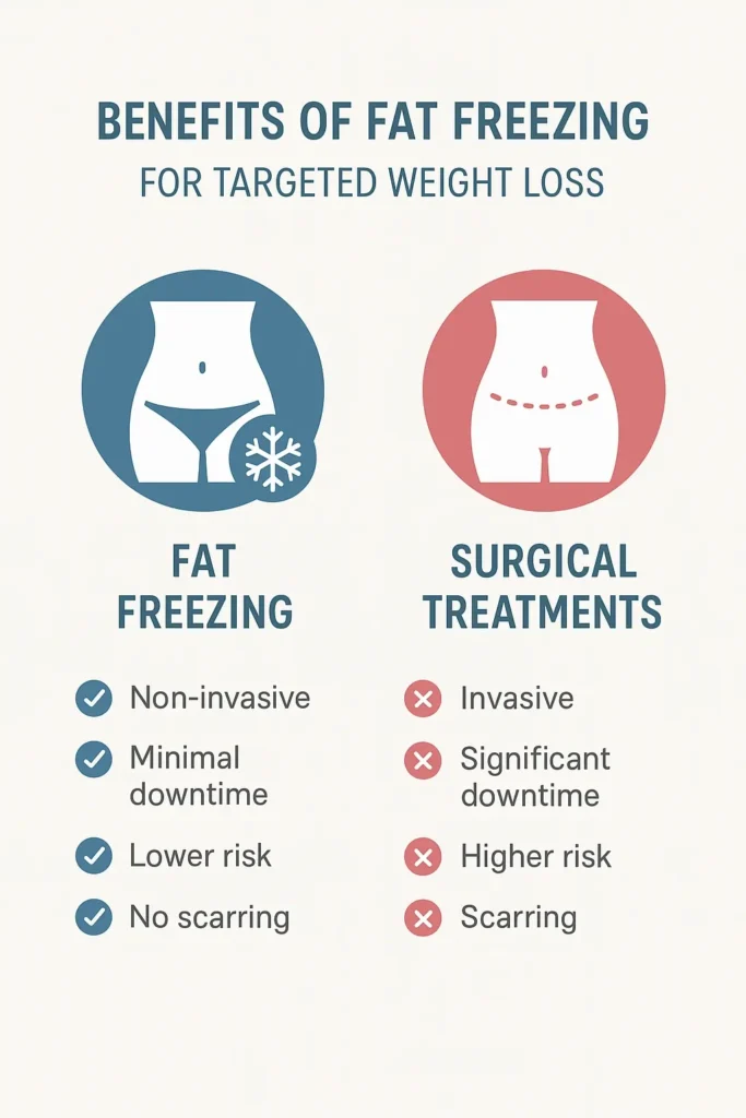 graphic showing the benefits of fat freezing North Acton