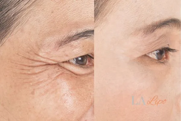 Before and after results of woman - HI-fu wrinkles reduction treatment North Acton